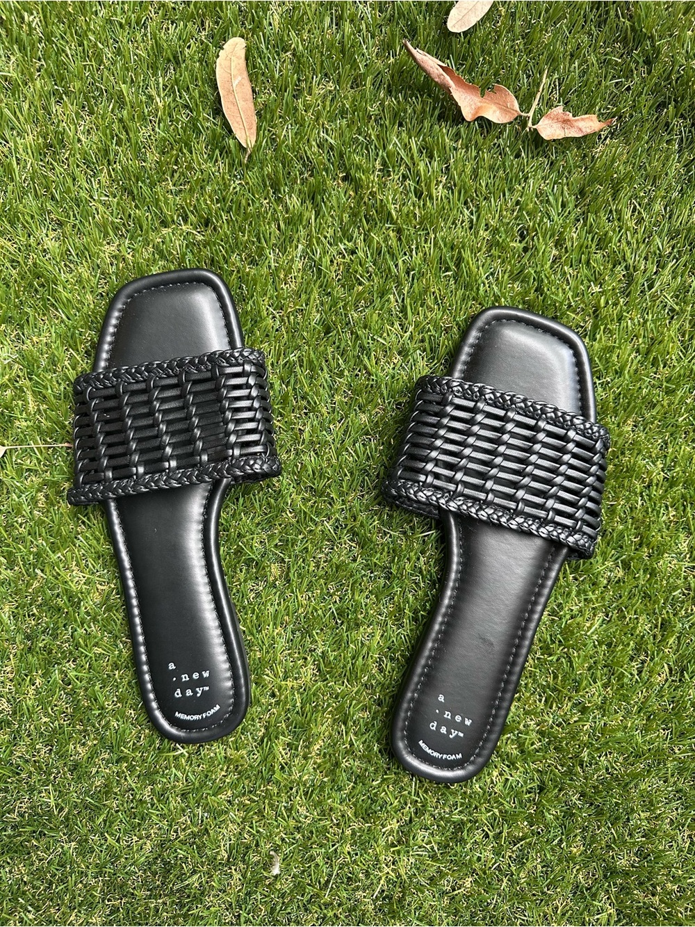 a new day Black Braided Slide Sandals